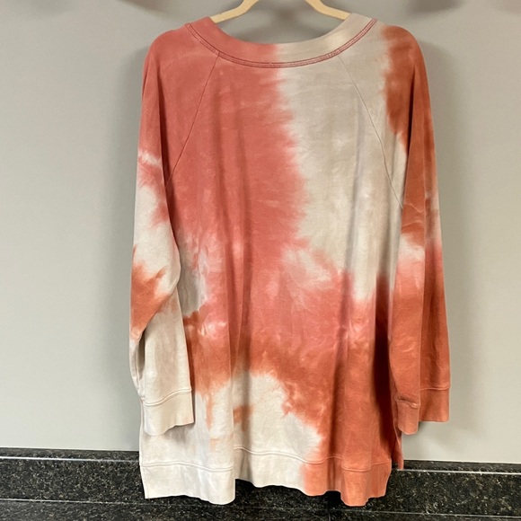 1/7  terra & Sky tie dye V neck sweatshirt 2x orange and cream - Picture 4 of 9